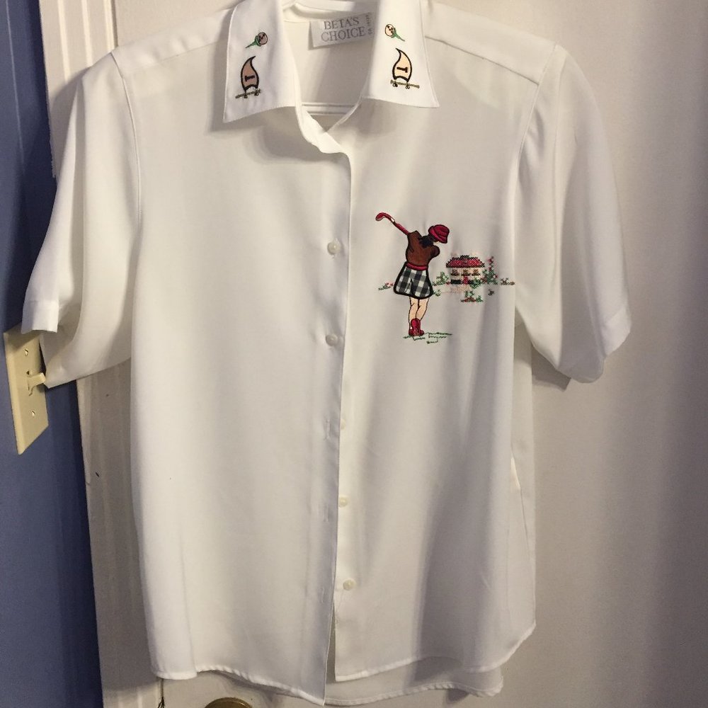 Embroidered Blouse Golfing Golf Tees
